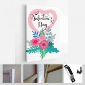 Happy Valentine's Day set kaarten. Handgetekende romantische belettering - Modern Art Canvas - Verticaal - 1627099447