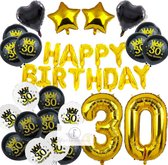 30 jaar goud zwart verjaardag thema - decoratie feestpakket black gold