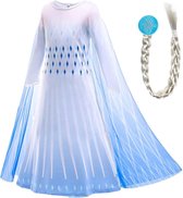 Prinsessenjurk meisje - Elsa jurk - Prinsessen Verkleedkleding - maat 98(100) - Elsa Vlecht - Prinsessen
