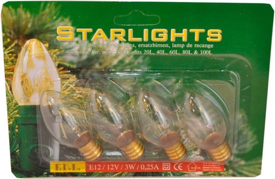 Dominant werper hemel STARLIGHTS Reserve Lampjes 4-Stuks 12V 3Watt voor Kerstverlichting | bol.com
