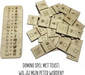 Domino spel Wil jij mijn Peter worden? | social media | peter vragen | peetoom worden | peetoom vragen | peettante worden | doosje met een vraag