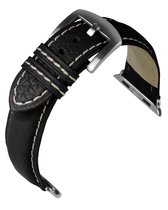 EULIT horlogeband voor Apple Watch - leer - 24 mm - zwart - metalen gesp