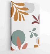 Botanische muur kunst vector set. Earth tone boho gebladerte lijntekeningen tekenen met abstracte vorm. 4 - Moderne schilderijen – Verticaal – 1875684268 - 115*75 Vertical