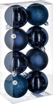Kerstballenset 8 stuks - 7 cm - Blauw - Collectie 2022