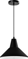 QUVIO Hanglamp retro - Lampen - Plafondlamp - Verlichting - Verlichting plafondlampen - Keukenverlichting - Lamp - Simplistisch design - E27 fitting - Met 1 lichtpunt - Voor binnen - Metaal - D 28 cm  - Zwart