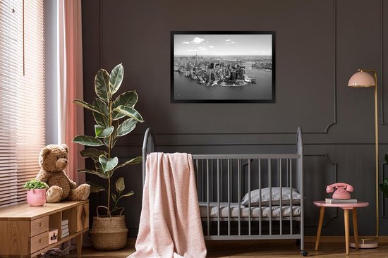 Fotolijst incl. Poster - New York - Zwart - Wit - 120x80 cm - Posterlijst