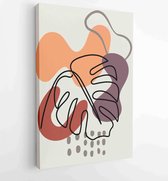 Botanische muur kunst vector set. Earth tone boho gebladerte lijntekeningen tekenen met abstracte vorm. 4 - Moderne schilderijen – Verticaal – 1880835781 - 115*75 Vertical