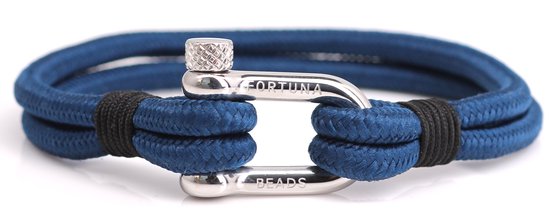 FortunaBeads Nautical N2 - Heren Armband - Touw - Blauw - Large 20cm