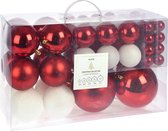 Relaxwonen - Kerstballen Set - Kerstbal - Kerst - Kerstversiering - 94 Verschillende Ballen - Rood & Wit