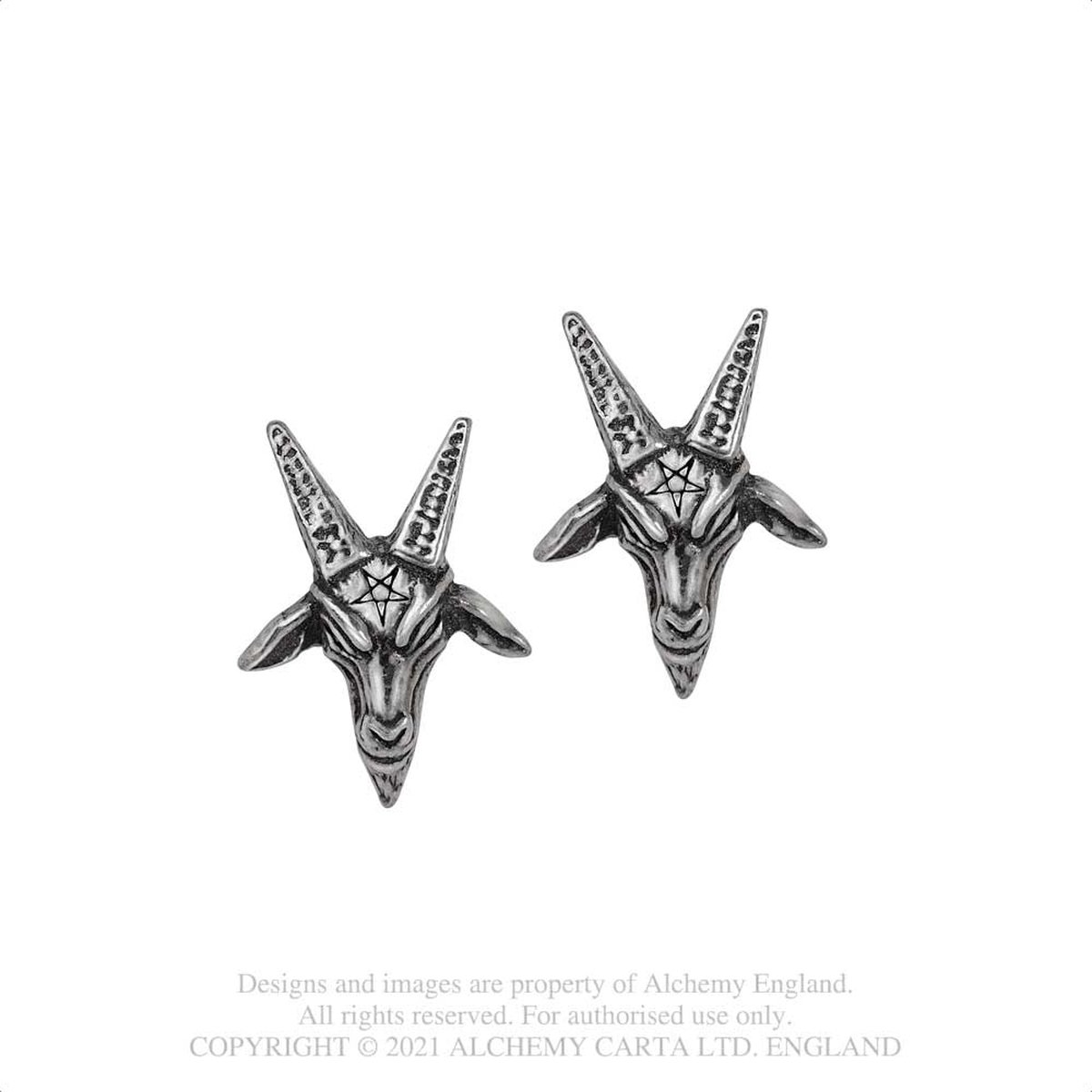 Alchemy Gothic Stud oorbellen Baphomet Studs Zilverkleurig