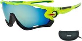 Fietsbril Met Hoes | Sportbril | Racefiets | Mountainbike | MTB | Sport Fiets Bril| Zonnebril | UV Bescherming | Lime