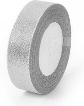 Metallic Glitter Zilver Lint 20mm (2cm) | Zilver Organza | Kerst Lint | Cadeau Lint | Rol 22,85 Meter