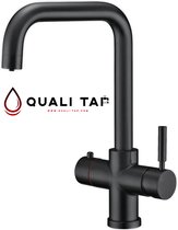 Quali Tap® | 4 in 1 | Kokend Water Kraan / Anti-Kalk Filter  | Zwart (mat) | U - uitloop | Keukenkraan + Boiler + Filter