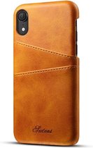 iPhone XS Max Pashouder Hoesje Leer - Telefoonhoesje van kunstleer met vakjes voor pasjes iPhone XS Max - Mobiq Leather Snap On Wallet hoesje iPhone XS Max tan brown
