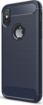 Mobiq - Hybrid Carbon iPhone XS Max Hoesje - blauw