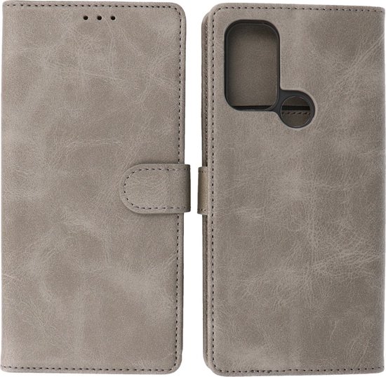 Motorola Moto G60s Hoesje - Book Case Telefoonhoesje - Kaarthouder Portemonnee Hoesje - Wallet Case - Grijs