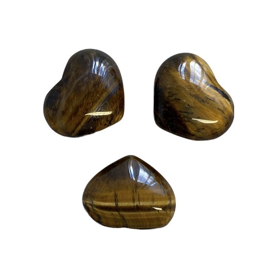 Knuffelsteen Hart - Tijgeroog - in een leuk cadeau zakje - edelsteen - per stuk
