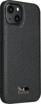 Mobiq Leather Texture TPU Hoesje iPhone 13 | Backcover | Leder look TPU | Schokbestendige hoes voor Apple iPhone 13 (6.1 inch) | Slim Style beschermhoes - Zwart | Zwart