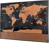 By Qubix Scratch map deluxe - kras wereldkaart XL met vlaggen - zwart-geel