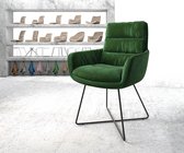 Gestoffeerde-stoel Abelia-Flex met armleuning X-frame zwart fluweel groen
