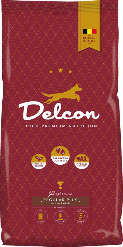 Delcon - Premium Hondenvoer - Adult Regular Plus - Rijk aan Lam - 12kg