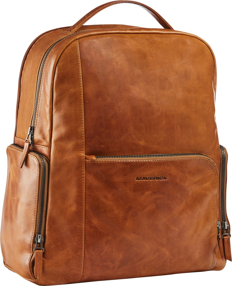 Maverick - new man - rugtas met laptopvak 14 inch - cognac