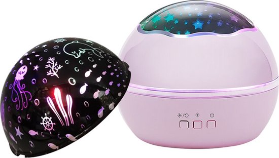 Ariko Nachtlampje Sterren Galaxy Projector Sterrenhemel Star Projector - Sterren of zeedieren Projector - 6 Lichtkleuren - Nachtlampje Kinderen - Roze