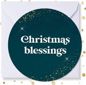 Kerstkaart rond 'Christmas Blessings' - 10 stuks - met enveloppen - kerstkaarten
