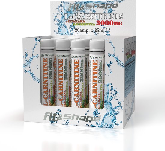 Fit&Shape L-Carnitine 3000mg -20 ampullen-Ananas smaak- met o.a groene thee  extract -
