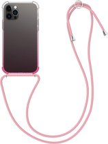 kwmobile telefoonhoesje voor Apple iPhone 12 / 12 Pro - Hoesje met koord in roze / transparant - Back cover voor smartphone