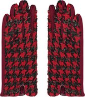 Dames handschoenen - Zwart - Rood - Pie de poule