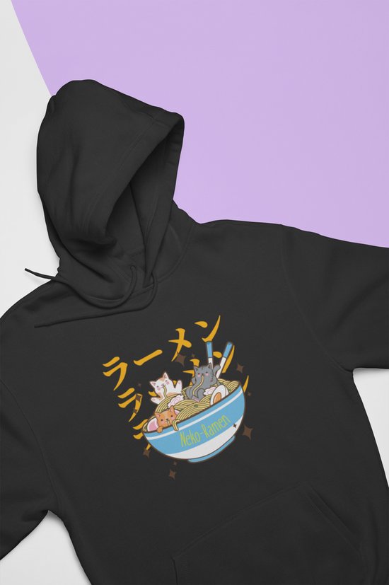 Cats Ramen Noodles Hoodie | Japanese Kawaii Food | Neko | Anime Merchandise | Unisex Maat S
