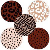 Sluitsticker Groot Dots – Stipjes – Print – Zebra - Luipaard - 5 assorti | Rose tinten  – Zwart – Wit | Dierenprint - Dier | Verrassen | Bedank kaart | Bedankje | Envelop sticker |