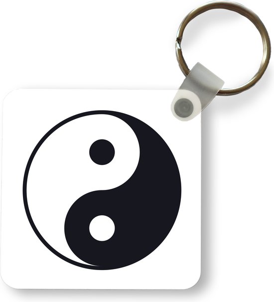 Sleutelhanger - Een traditionele illustratie van Yin en Yang - Plastic - Rond - Uitdeelcadeautjes