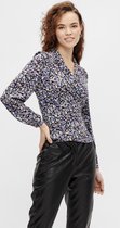 Pieces Blouse Pckarlee Ls Wrap Top Bc 17118973 Black/flowers Dames Maat - M