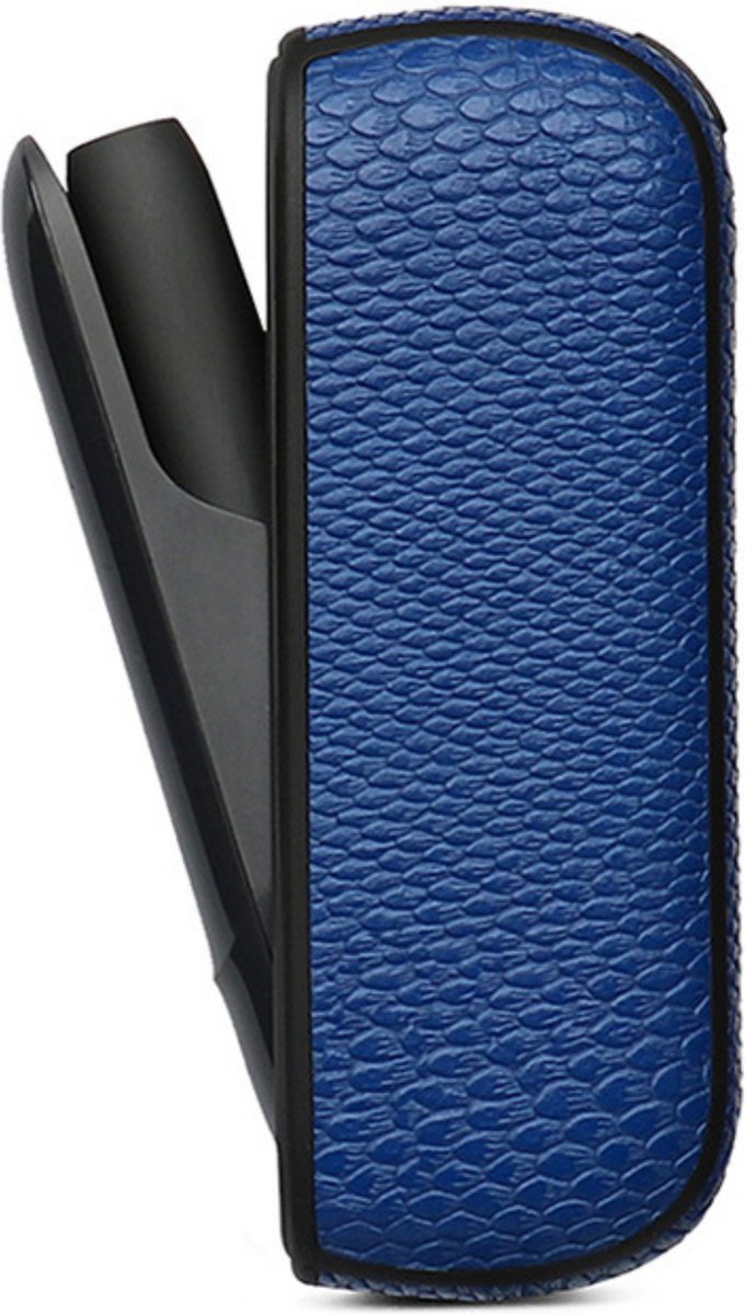 KELERINO. Leren Hoes geschikt voor IQOS 3 Duo - Krokodillen - Blauw