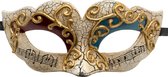 Carnival Toys Verkleedmasker Venetiaans Dames Crème/blauw