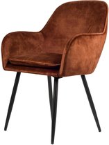 Julia Eetkamerstoel - Koper | Vintage Velvet | Stoelen met zwart stalen poten | Design eetkamerstoelen - stoel met afneembaar stoelkussen