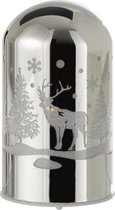 J-Line Decoratie Afgeronde Cilinder Led Winter Glas Zilver Large Set van 8 Stuks