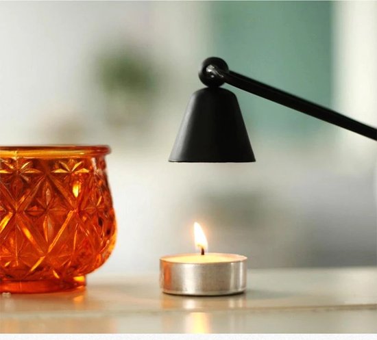 Klassieke kaarsendover - 30cm x 4cm - Zwart - Veilig kaarsen uit doen - Waxinelichtjes dover - Candle snuffer - Inclusief 3 waxinelichtjes - Veilig valentijnsdag