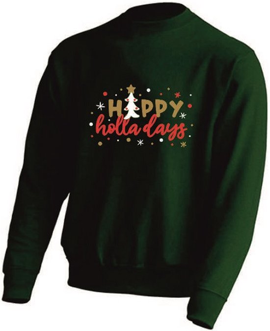 Zonder twijfel Abstractie melk wit DAMES Kerst sweater - HAPPY HOLLA DAYS - kersttrui - GROEN - large -Unisex  | bol.com