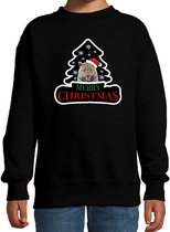 Dieren kersttrui luipaard zwart kinderen - Foute luipaarden kerstsweater jongen/ meisjes - Kerst outfit dieren liefhebber 9-11 jaar (134/146)