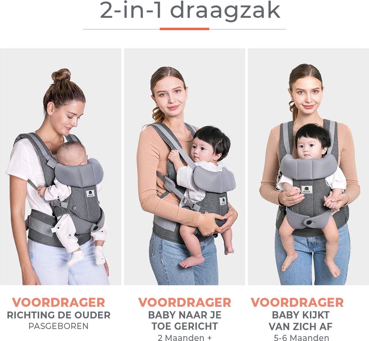 Deryan Meinkind Porte-bébé ergonomique - Porte-bébé - Anthracite | bol.com