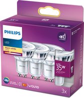Philips LED Lamp Lichtbron - GU10 - 3,5W - Warm Wit licht - Niet dimbaar - 3 stuks