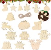 Kerstversiering | Kerstdecoratie | Hout | Kerstboomversiering | Kerstdecoratie | 100 Stuks | 10 Vormen