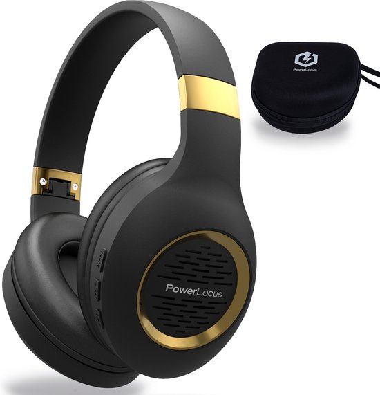 PowerLocus P4 Draadloze Koptelefoon Over-Ear - Bluetooth - met Microfoon - Zwart/Goud