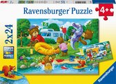 Ravensburger puzzel De Familie Beer Gaat Kamperen - 2x24 stukjes - Kinderpuzzel
