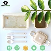 Vulpes Goods® - Eco Friendly Bento Box Set – Bento Box - Lekvrij - 1450 ML - Bento Lunchbox – Lunchbox - Bento Beker – Brooddoos – Tarwestro – Inclusief volledig Bestek – Duurzaam