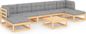 Decoways - 8-delige Loungeset met kussens massief grenenhout