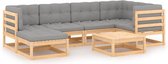 Decoways - 7-delige Loungeset met kussens massief grenenhout